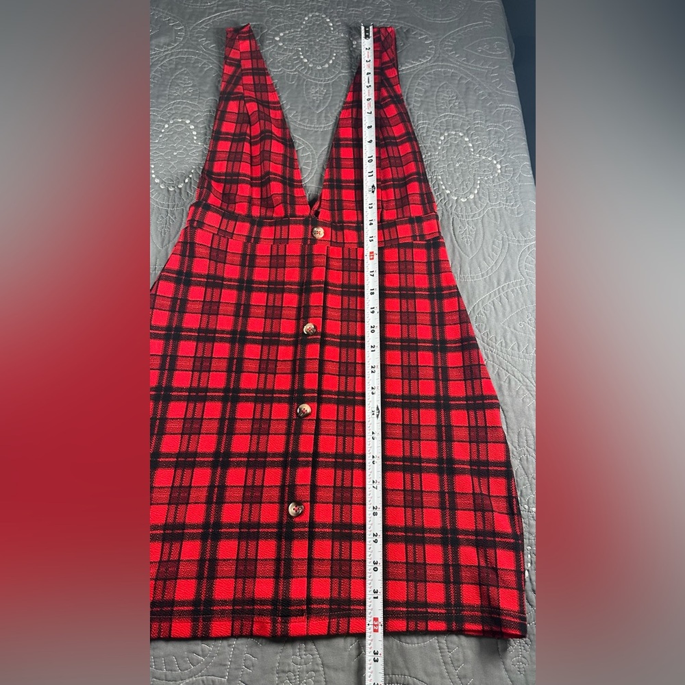 SHEIN Women’s Red Plaid Overall Dress Size Small - Picture 7 of 9